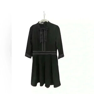 Coeur De Vague Black Sheath Dress Size 8 – Knee Length, 3/4 Sleeve, Elegant Bow